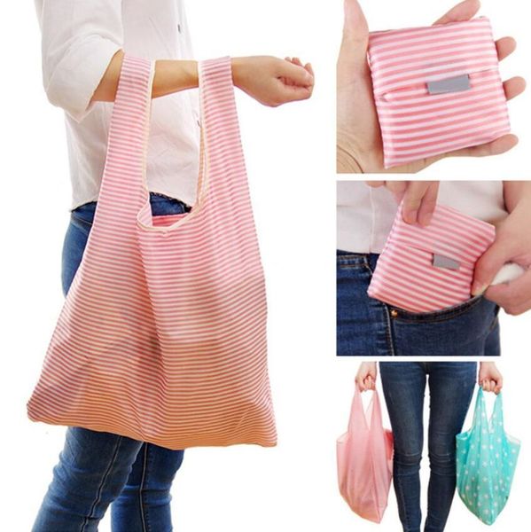

portable large size bags foldable groceryreusable home storage tote with pouch packaging 6 styles choose