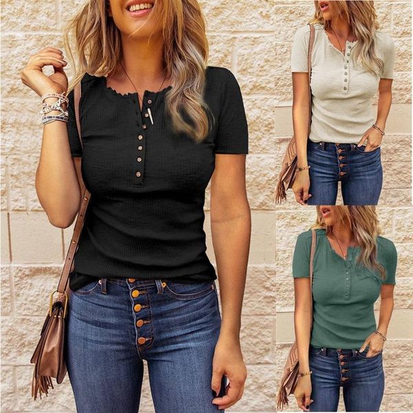 

women clothes shirts solid button basic tshirt women's t-shirt, White