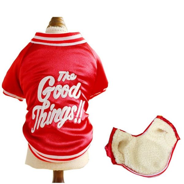 

winter coat for dogs red fleece liner dog clothes teddy jacket xs s m l xl apparel