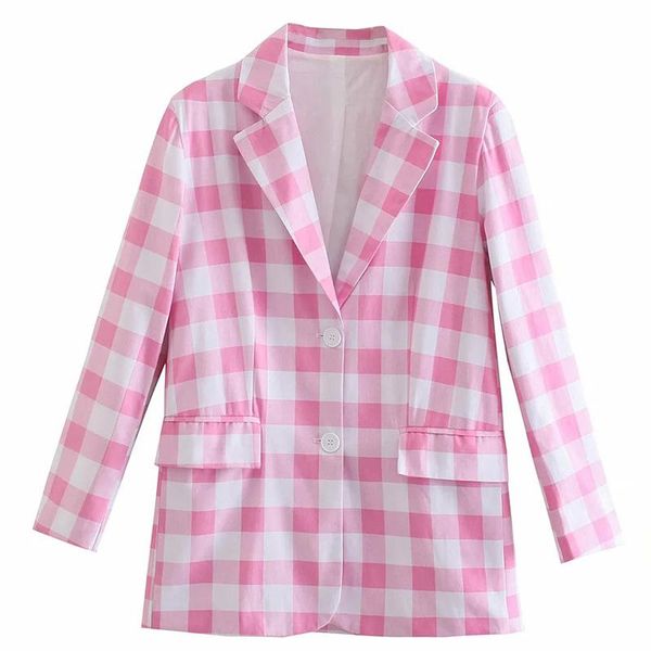 

women's suits & blazers zhenbaili summer autumn pink checked blazer ol chic loose suit jacket single breasted notched collar women casu, White;black