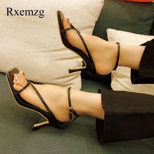 

dress shoes rxemzg ankle strap sandals women high heels summer woman narrow band open toe casual fashion ladies, Black