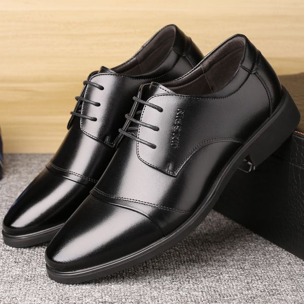 

spring busins formal men's sho low pointed single fashion trend, Black