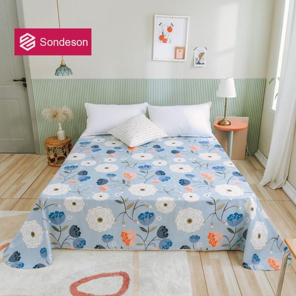 

sheets & sets sondeson fashion 100% cotton art flower flat sheet double queen king healthy color bed soft linen set