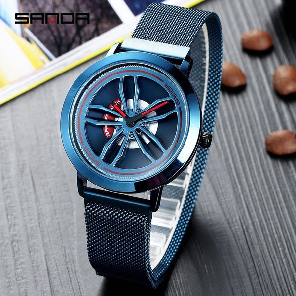 

wristwatches sunda time running watch waterproof korean fashion student sports business men's mesh strap quartz, Slivery;brown