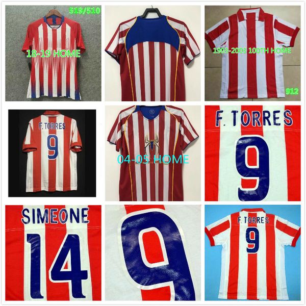 

14# 1903-2003 simeone retro soccer jerseys home red white 9 f.torres 2002 2003 2004 2005 vintage camiseta de futbol 100th anniversary, Black