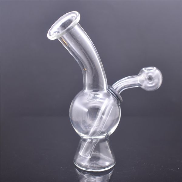 Mini-Taschen-Ölbrenner-Bong aus Glas für Recycler-Ölplattformen, Wasserpfeifen, Bongs, Aschefänger mit abnehmbarem Öltopf und Trockenkräuterschale