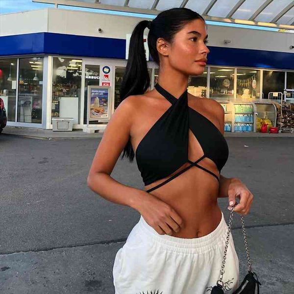 

womens dresses summer y2k corset camisole cropped fashion solid vest halter cross streetwear slim fit camisole, White