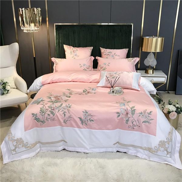

high-end cotton embroidered four-piece bed with embroidery and washed silk bedding sets
