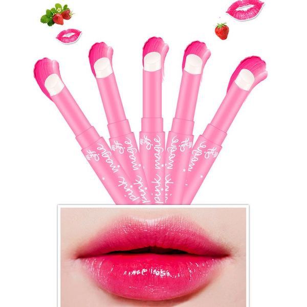 

lip balm temperature change sweet magic cute makeup strawberry color stick baby moisturizer