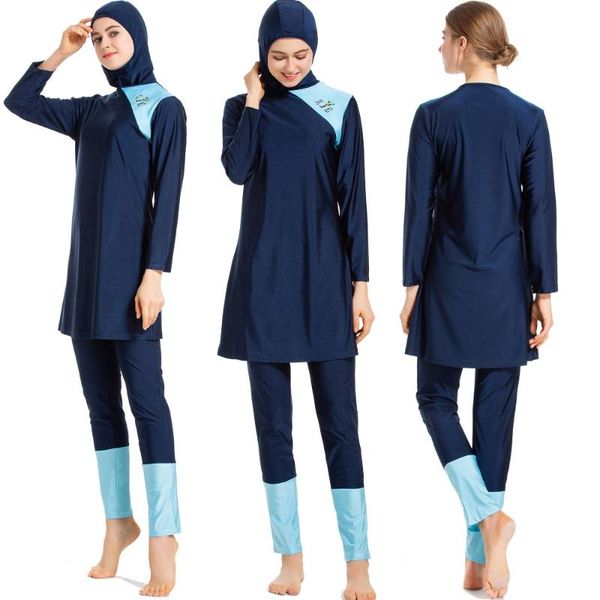 

swim wear 2021 women muslimah islamic swimsuit sport clothing plus size 4xl patchwork modest muslim swimwear hijab bikini