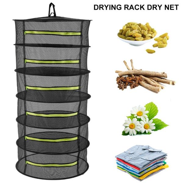 

laundry bags 6layers hanging basket with zipper folding drying net dryer bag mesh for herbs flowers buds plants clothe rack