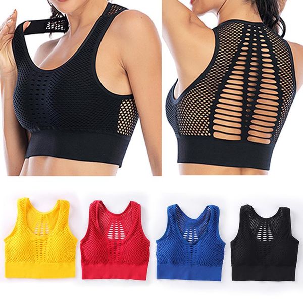 

camisoles & tanks women's medium mesh support cross back wireremovable cups sport bra om seamless yoga running sports bras, Black;white