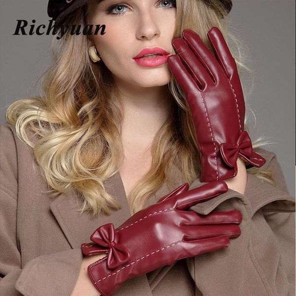 

fingerless gloves women' genuine leather black sheepskin finger touch screen winter thick warm fashion mittens, Blue;gray