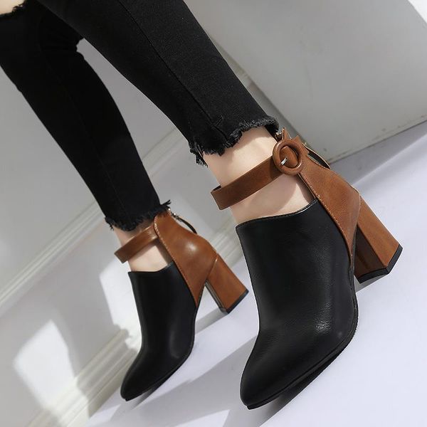 

boots pointed high heel mirror plus size winter autumn women's, Black