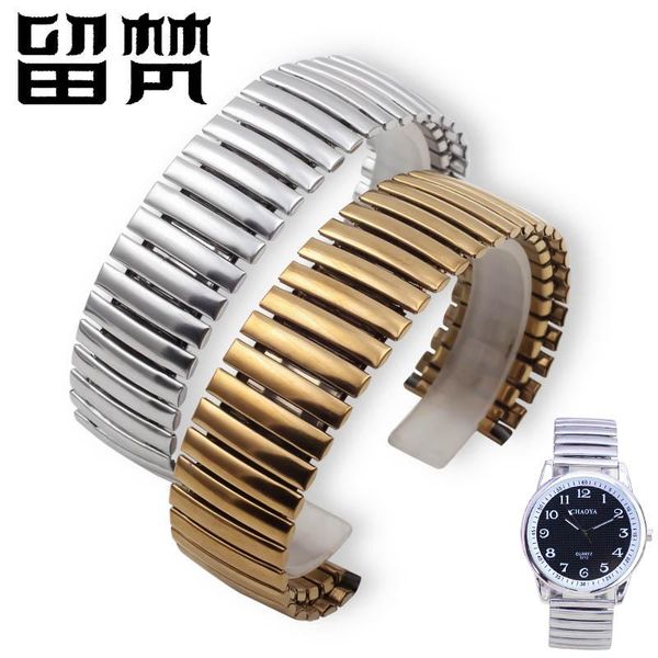 

watch bands stainless steel starp 12mm 14mm 16mm 18mm 20mm elastic watchband golden silvery expansion metal bracelets men women, Black;brown