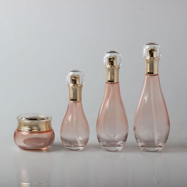 

storage bottles & jars 10pcs elegant glass spray bottle lotion pump cosmetic cream jar fragrance perfume clear pink 50g 100ml 150ml