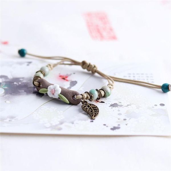 

beaded, strands vintage ethnic style handmade jewelry creative personality pinch flower woven bracelet fashion girl women's accessories, Black