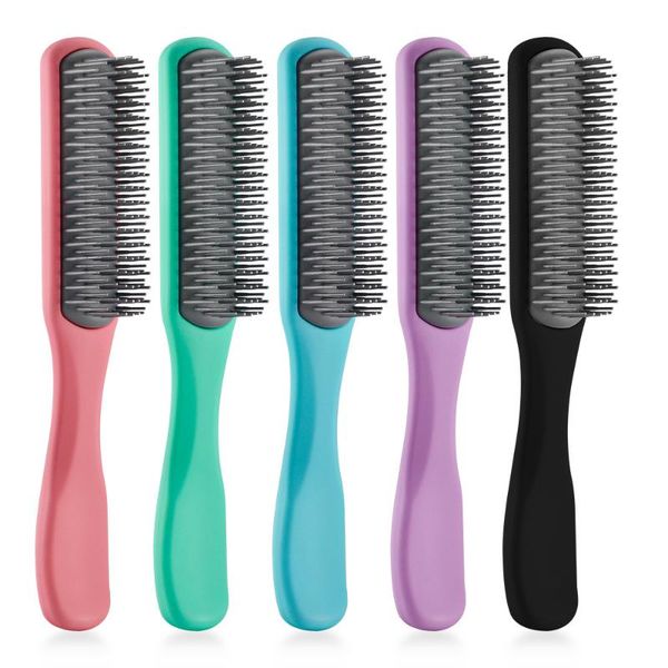 

hair brushes 9 rows brush handcraft hairbrush hairdressing scalp massager comb spare ribs barber accessories, Silver