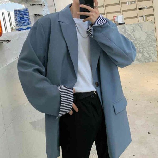 

blazers men summer single breasted oversize 2xl loose retro trendy daily british style ins all-match couples suits, White;black