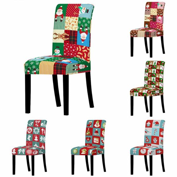 

spandex christmas printed chair cover elastic dining slipcover seat protector stretch removable covers