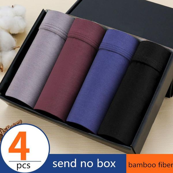

underpants boxer men solid bamboo fiber breathable comfortable underwear man boxers super-elastic shorts black male panties gay, Black;white