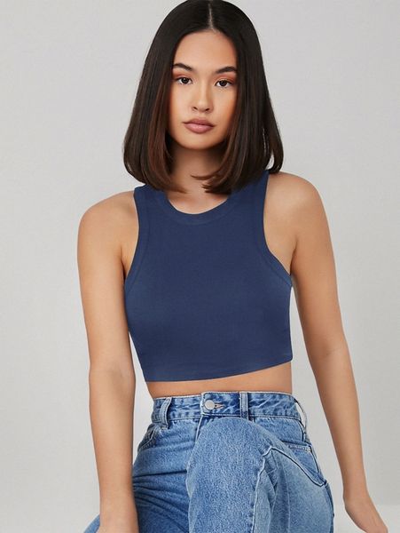 

solid crop tank i0w4#, White
