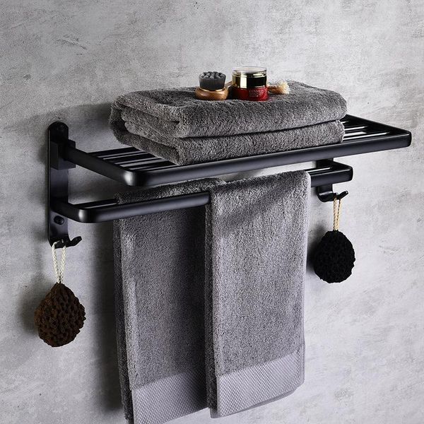 

towel racks black 630mm folding rack, aluminum storage rack hung on the wall