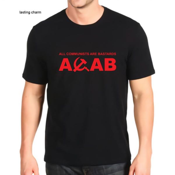 

men's t-shirts lasting charm printed by tshirt nieuwe mode b all communists his asshol ts people loose maatwerk, White;black