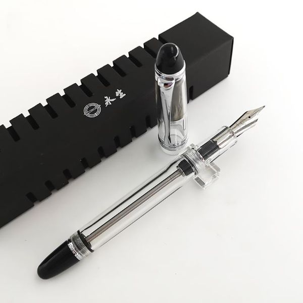 

fountain pens wing sung 699 vacuum filling pen transparent white acrylic wingsung ink clear section ef/f/m nib office gift