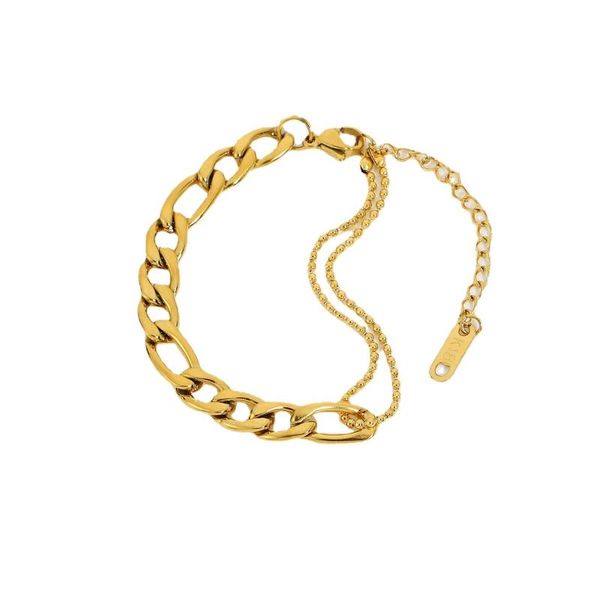 

link, chain arrival gold plated stainless steel figaro bracelet, Black
