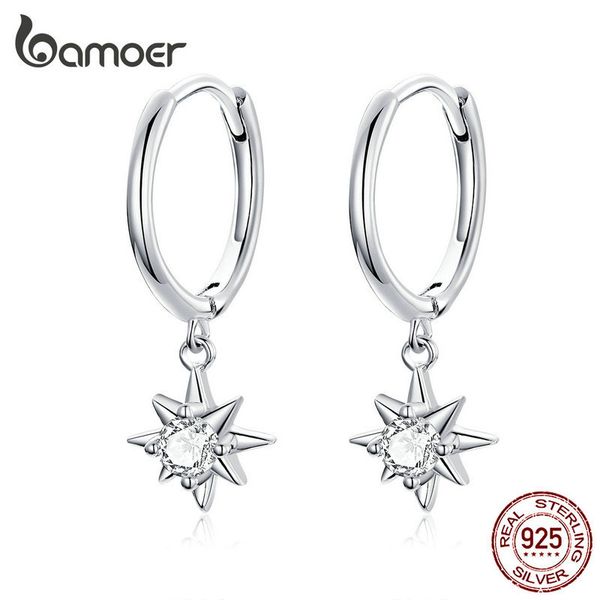 

dangle earrings with charm genuine 925 sterling silver bright stars earings for women fashion jewelry sce759 210512, Golden;silver