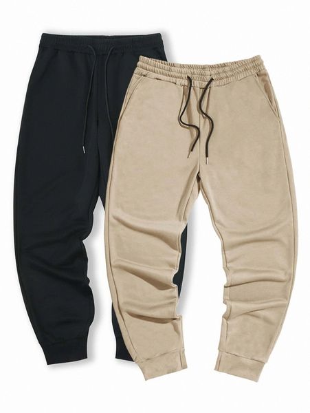 

romwe guys 2pcs solid sweatpants c47g#, Black
