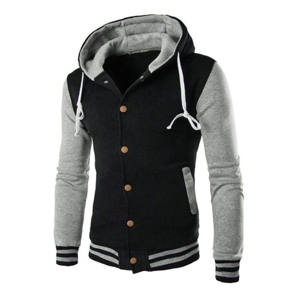 

men's hoodies & sweatshirts men's patchwork hooded sweatshirt clothing casual loose fleece warm streetwear male fashion autumn wint, Black