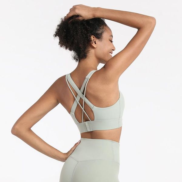 

yoga outfit cross back sports gym running bra women active wear soft sport gras vest beauty training sexy