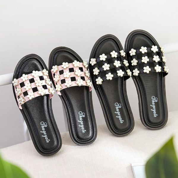 

slippers summer beach women's sandals slides flat shoes platform female round toe outdoor chaussures femme, Black