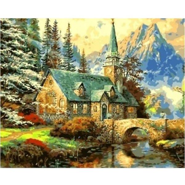 

paintings diy digital painting by numbers package hut in the forest oil mural kits coloring wall art picture gift frameless