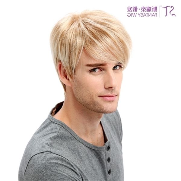 

wig short hair men's golden head set chemical fiber false shipper, Black