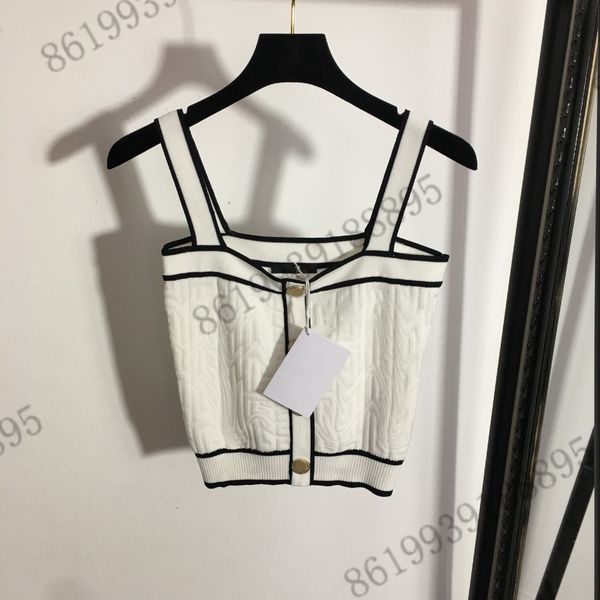 

womenssummer vests t shirt labyrinth jacquard pattern brand 2022ss high-end sleevess ice silk knitted vest short t-shirt designer knitted hi, White