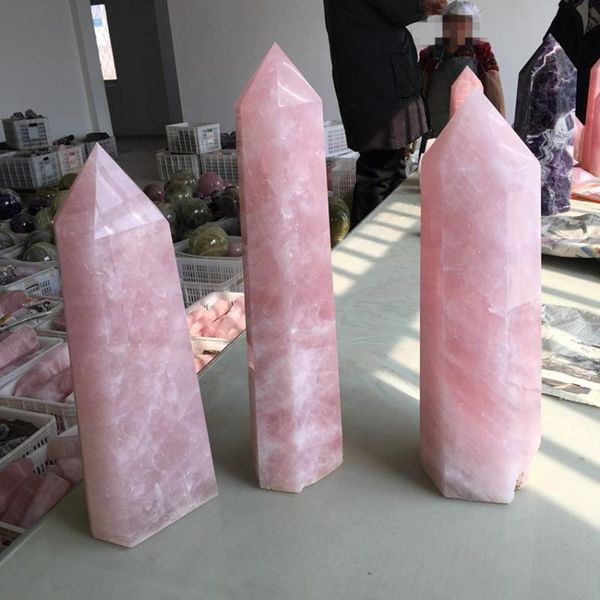 

decorative objects & figurines big size natural rose rystal wand chakras quartz crystal gemstone obelisk piont reiki healing crystals as for