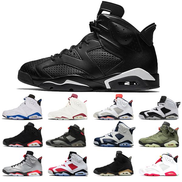 

man's basketball shoes 6s high cut angry bull black cat infrared carmine dmp hare marron olympic oreo sport blue unc infared tinker new