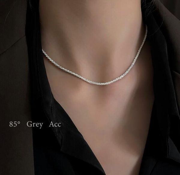 

chains water ripple chain glitter sparkling necklace women ins light luxury niche clavicle, Silver