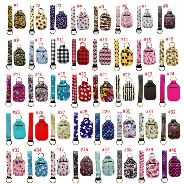 

2 pieces self defense keychain set for party favor including 30ml hand sanitizer holder and wristlet lanyard 113 colors