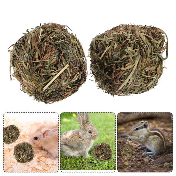 

small animal supplies 2pcs chew grass balls treats for chinchilla guinea hamster