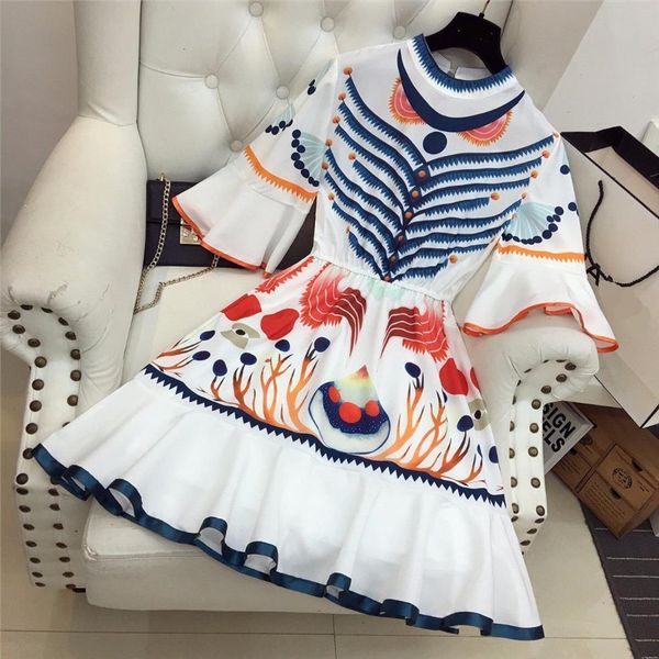 

summer runway super star same womens dresses style fashion unique print female party, Black;gray