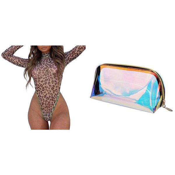 

cosmetic bags & cases 1pc bag women makeup case tpu female jelly with women's fashion leopard print long-sleeve s size