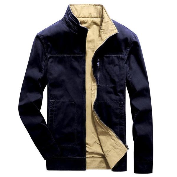 

men's jackets spring autumn jacket men double sided wear military coat windbreaker mens pure cotton casual brand clothing, Black;brown