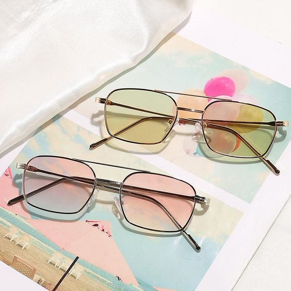 

sunglasses metal frame the big face natural personality double beam frameless adults contracted fashion, White;black