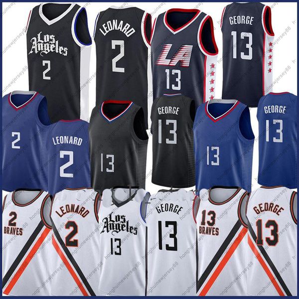

los kawhi 2 paul 13 george angeles leonard basketball jersey 2021, Black;red