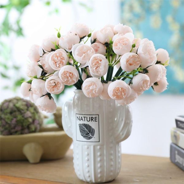 

artificial flowers 27 tea rose bouquets fake wedding decoration pography arrangement for decorative & wreaths