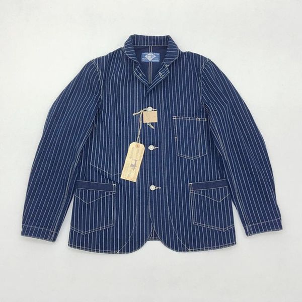 

railroad bob dong wabash stripes work jacket indigo vintage men's coat workwear jackets, Black;brown